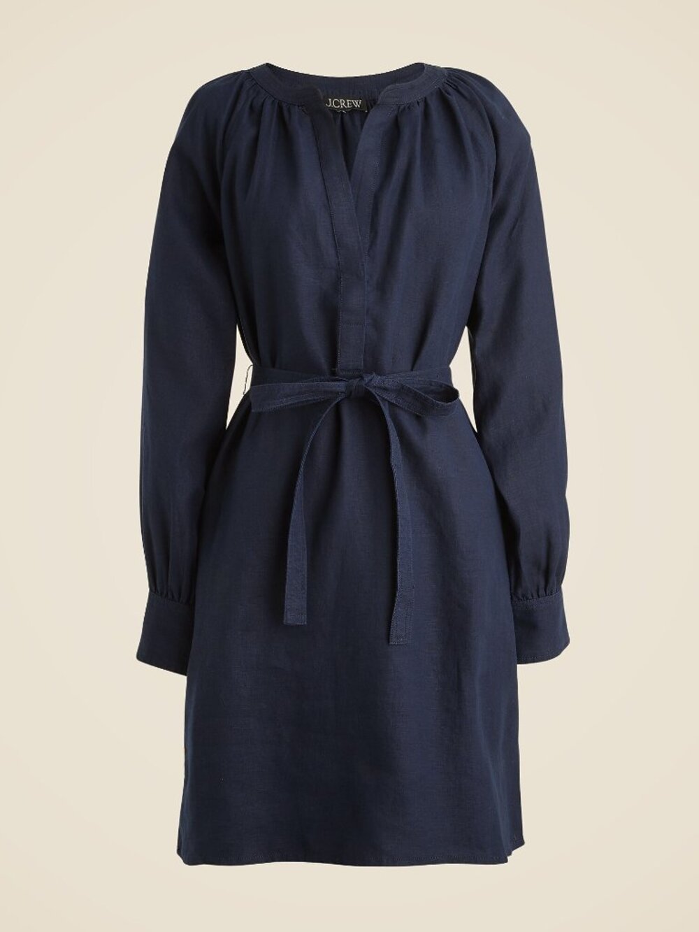 NWT J. Crew Navy Long Sleeve Cabana Mini Dress in Linen, Size M